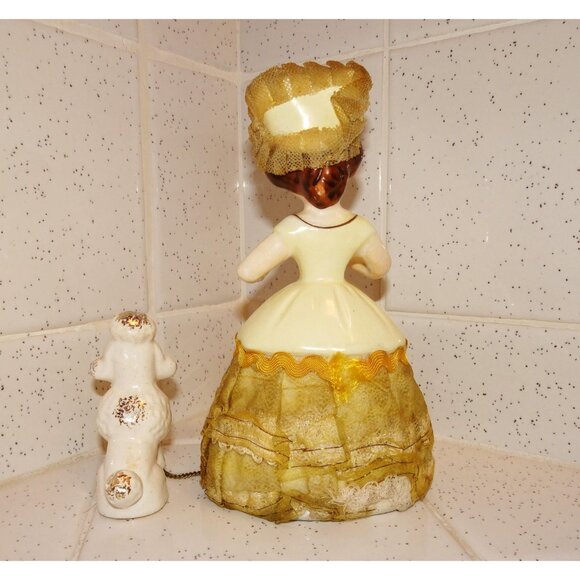 Vintage Ceramic Women & Poodle Figurine Southern Belle antique lady walking dog - Picture 10 of 11